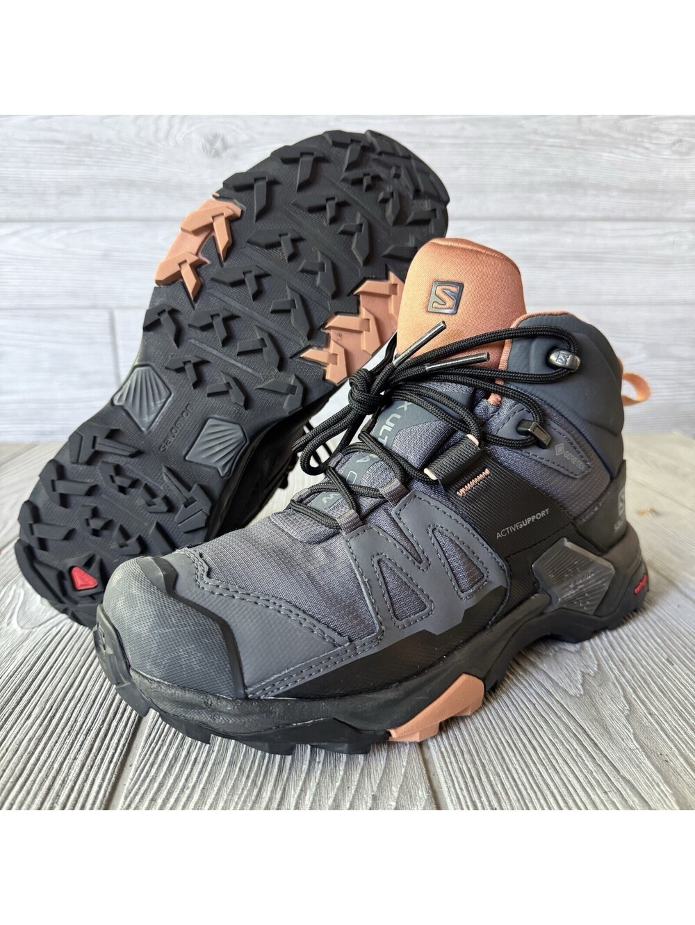 Salomon X Ultra 4 Mid GTX Women’s Hiking Boots Size US 7.5 Gray Gore-Tex Trail